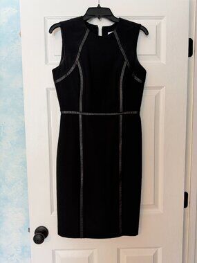Calvin Klein black tank dress with pleather embellishments